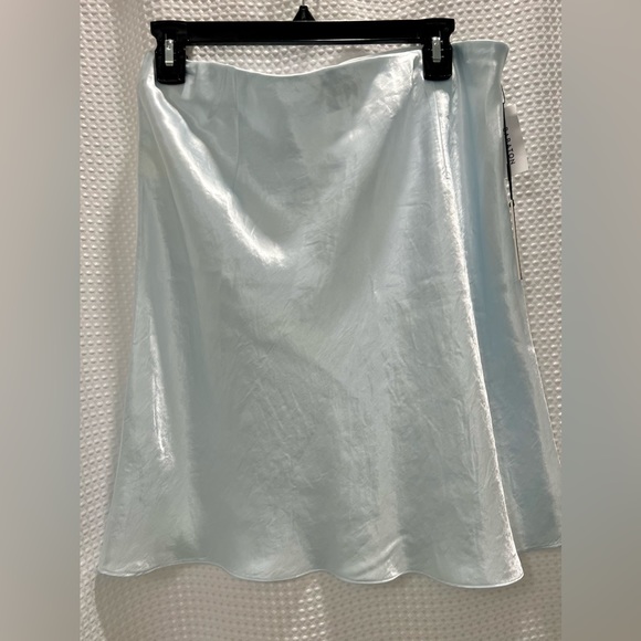 Aritzia Babaton Mini Satin Slip Skirt Fluid Blue Size 14 - Picture 2 of 5